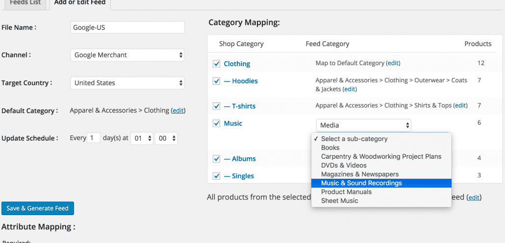 woocommerce google feed manager category mapping
